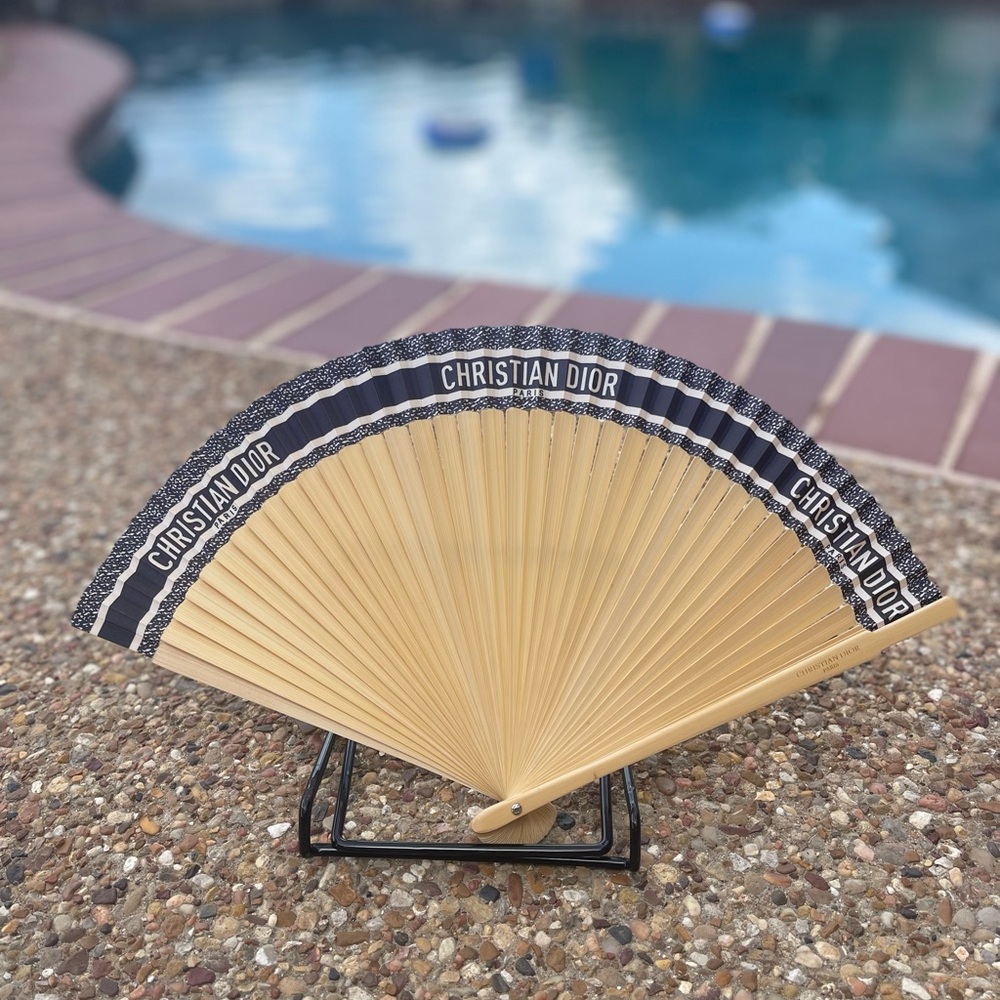 Dior Tan and Black Elegant Hand Fan